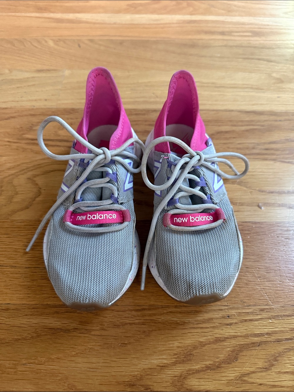 New Balance Gray Sneakers with Pink Accents